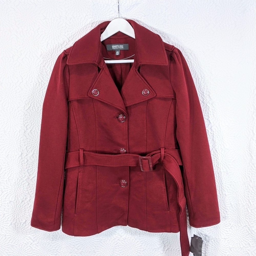 Kenneth Cole Reaction Belted Cotton Peacoat Trench